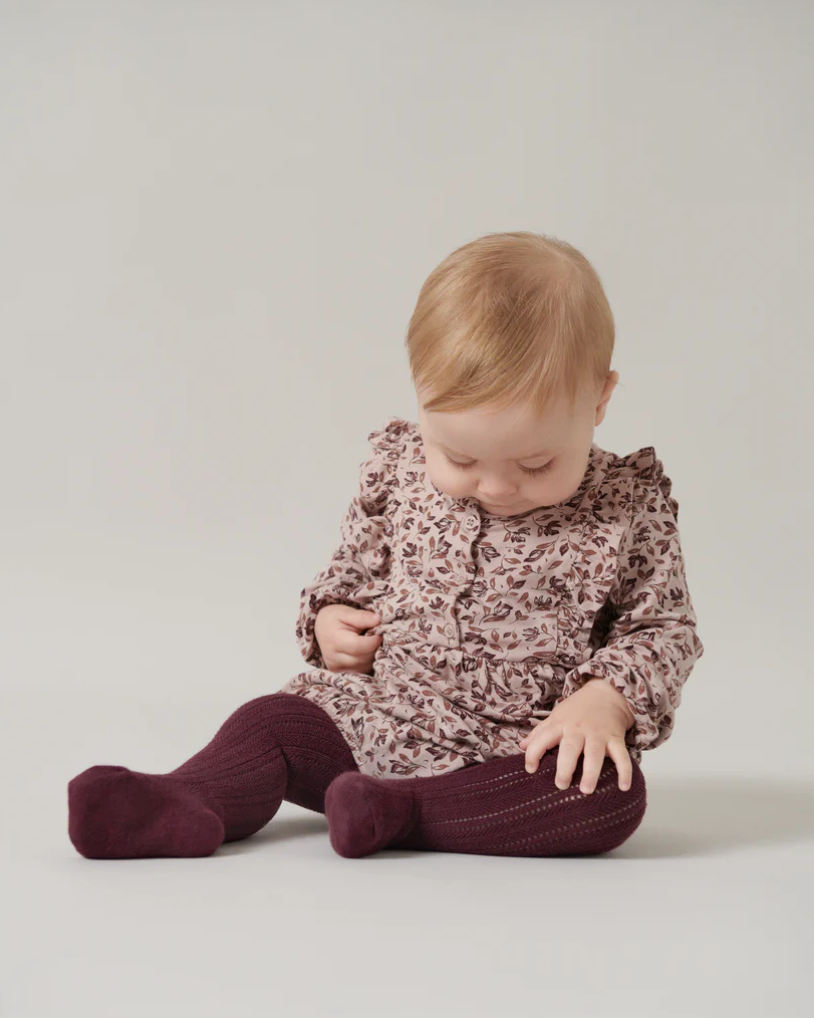 Pointelle Tights, Deep Mulberry