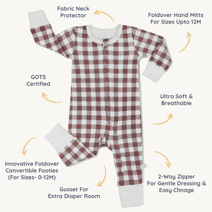 Organic Plum Gingham Romper