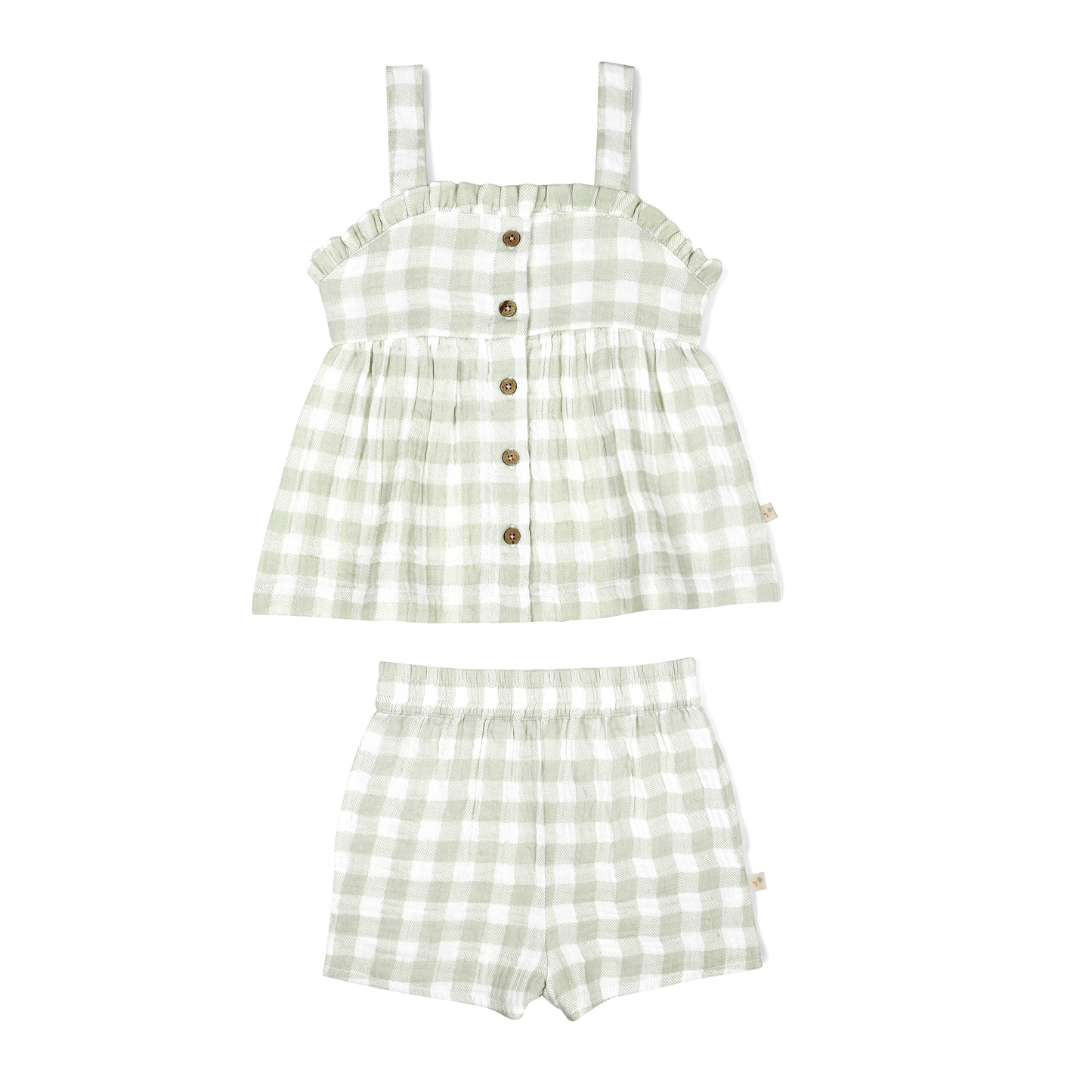 Organic Gingham Peplum Top and Shorts Set