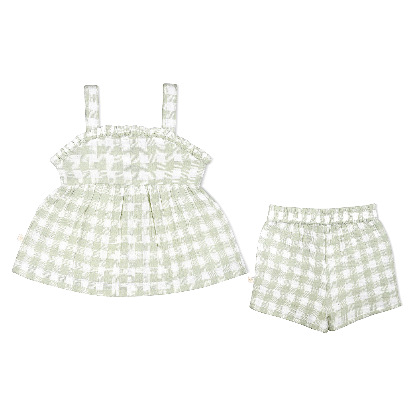 Organic Gingham Peplum Top and Shorts Set