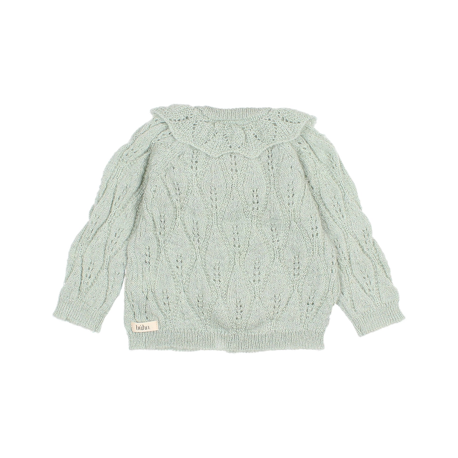 Sage green cardigan back view