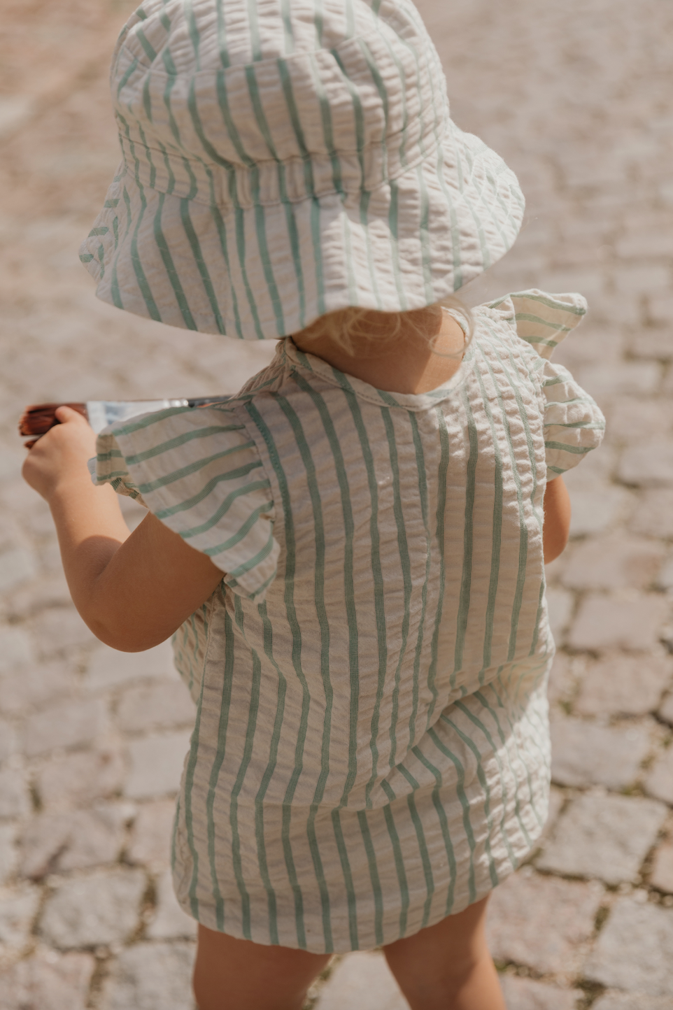 Emerald Stripe Frill Romper