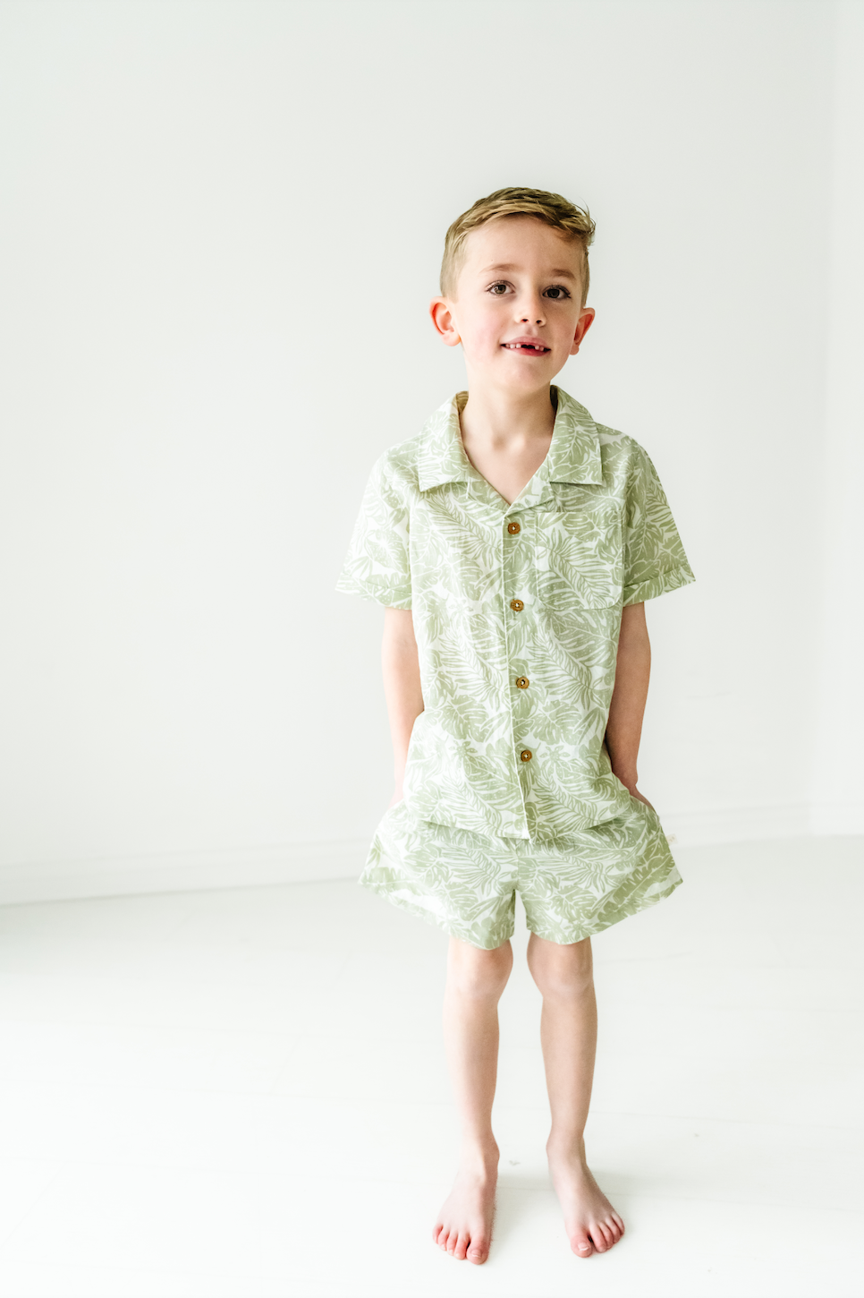 Organic Palm Shirt and Shorts Set