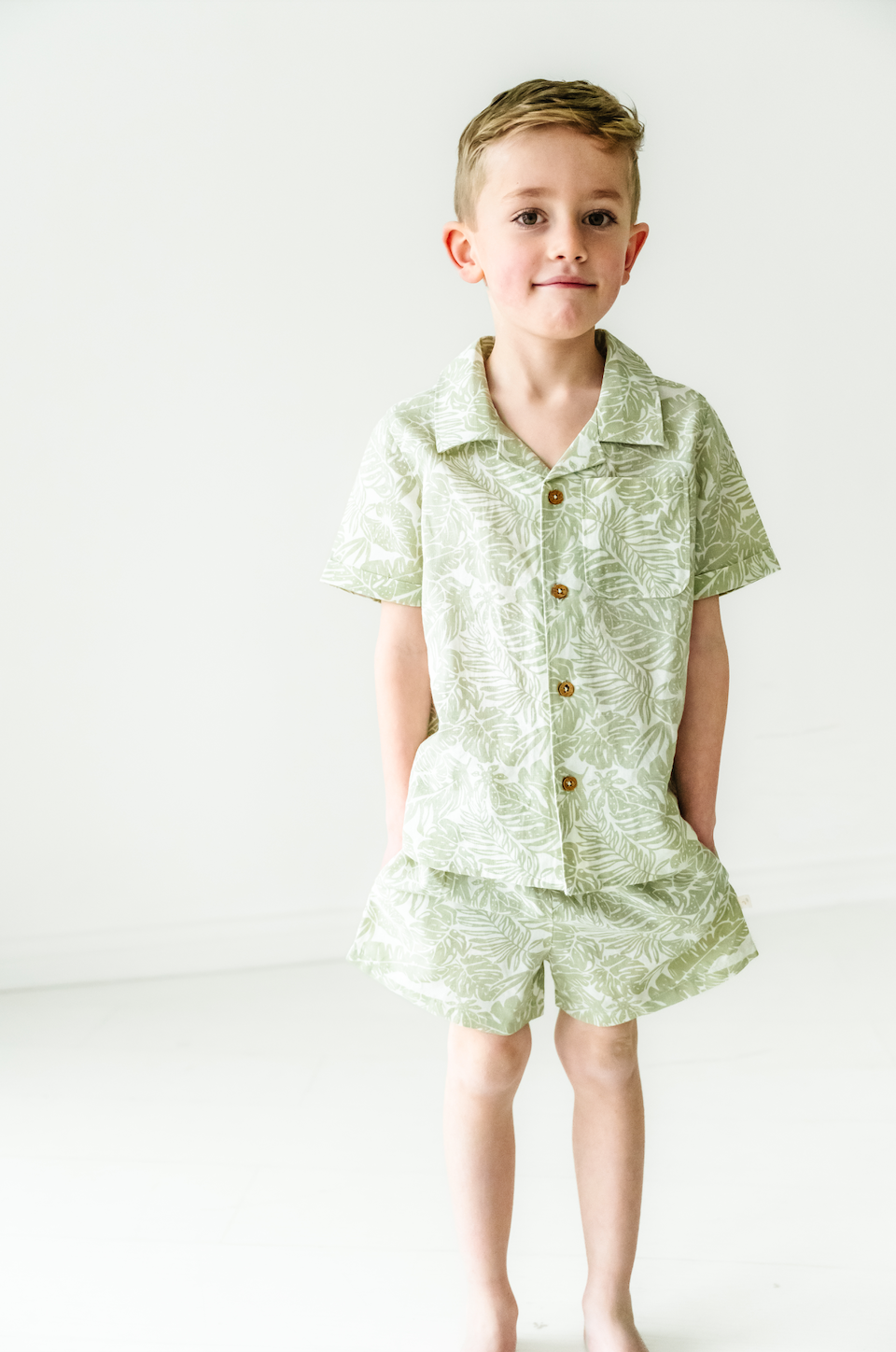 Organic Palm Shirt and Shorts Set