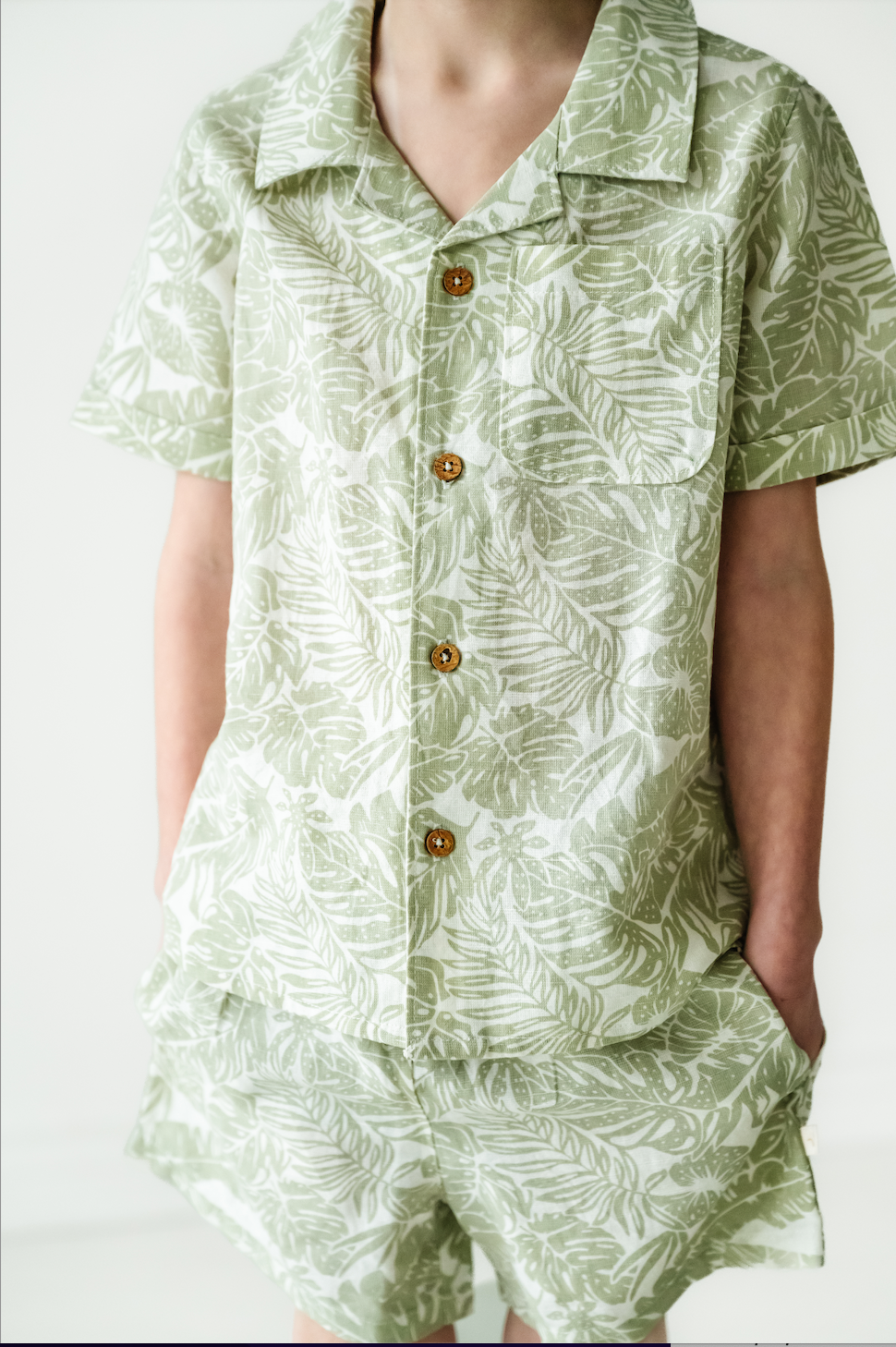 Organic Palm Shirt and Shorts Set