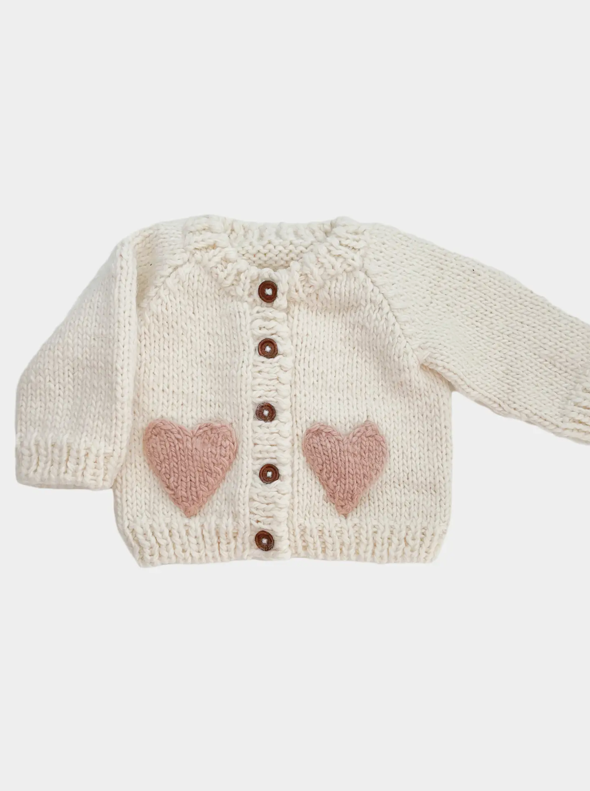 Heart Cardigan, Blush