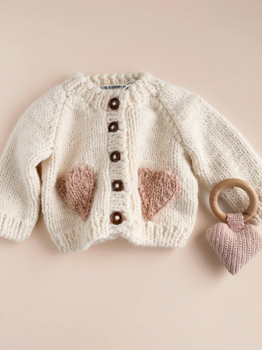 Heart Cardigan, Blush