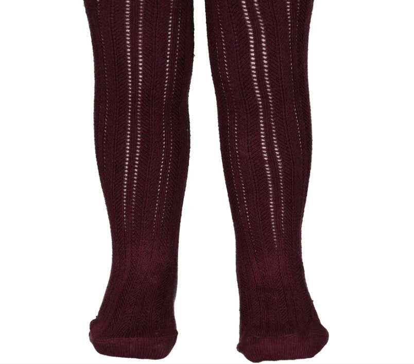 Pointelle Tights, Deep Mulberry