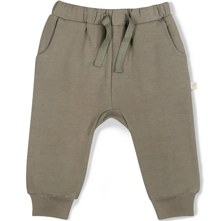 Organic Fleece-Lined Joggers, Olive