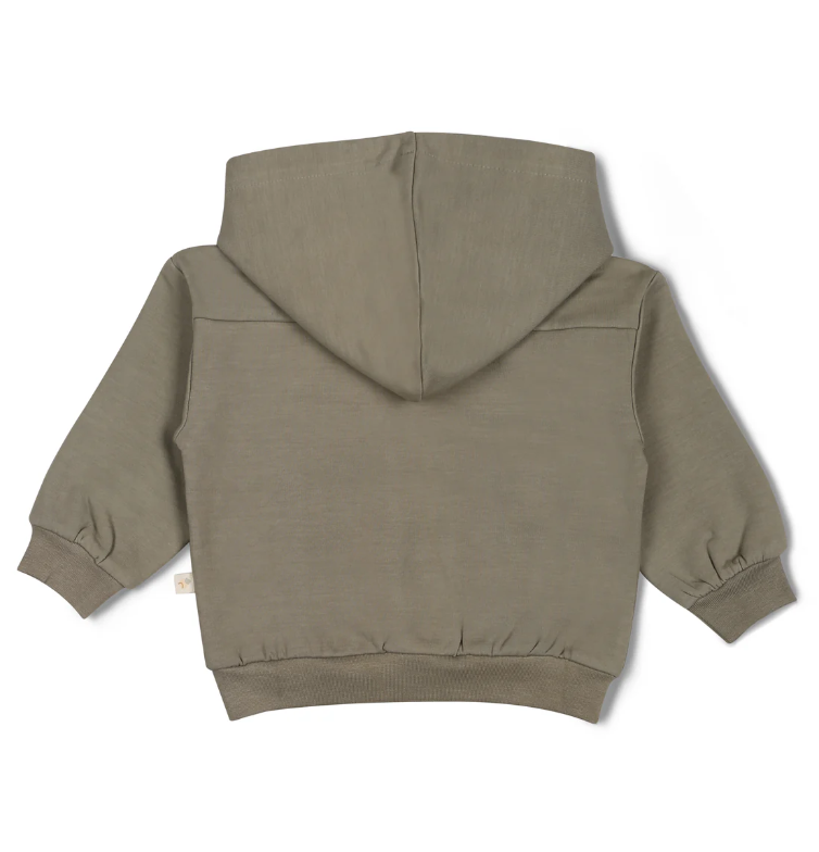 Organic Fleece Henley Hoodie, Olive