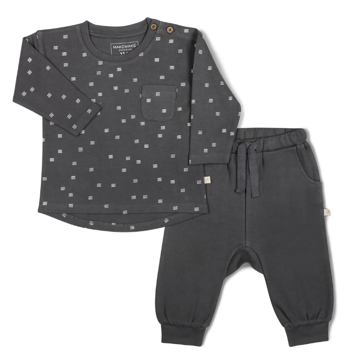 Organic Long Sleeve & Pant Set, Slate