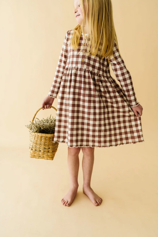 Organic Twirl Dress, Plum Gingham