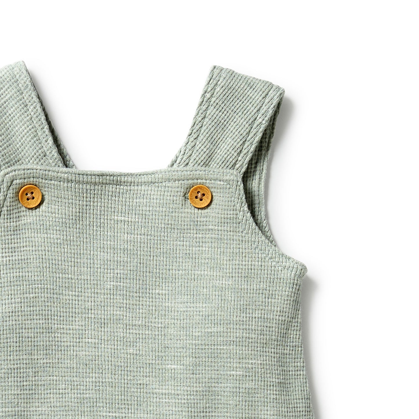 Sage overalls button detail front