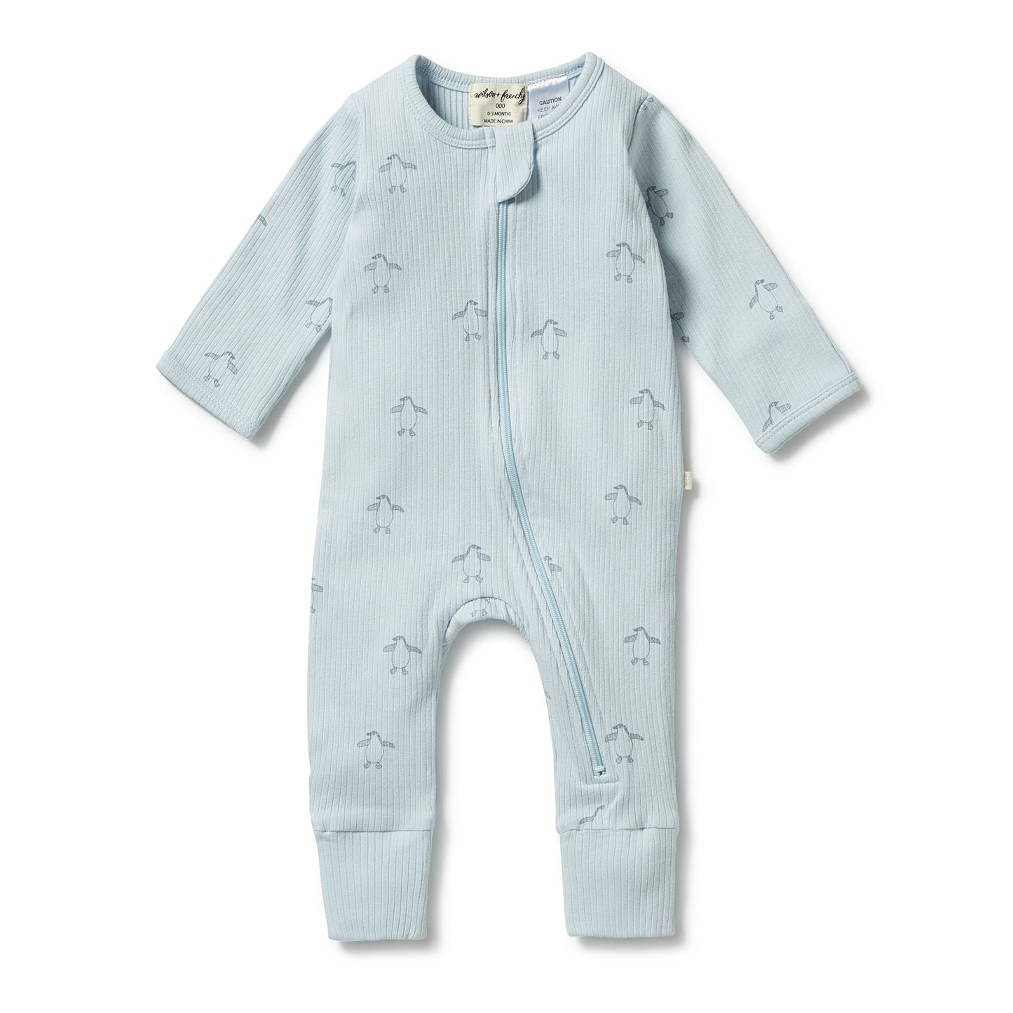 Baby blue onesie front view