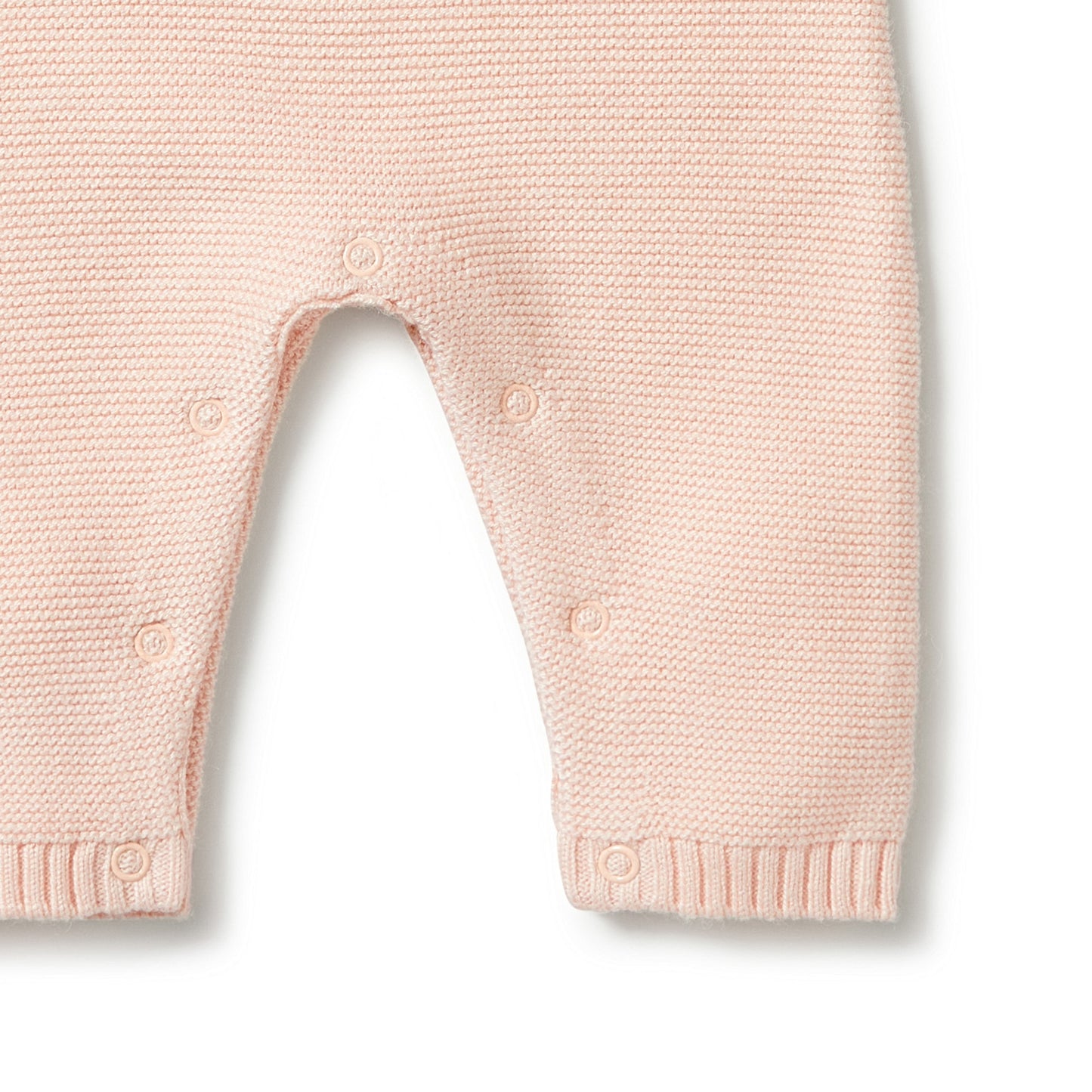 Pink knit overall snap closure