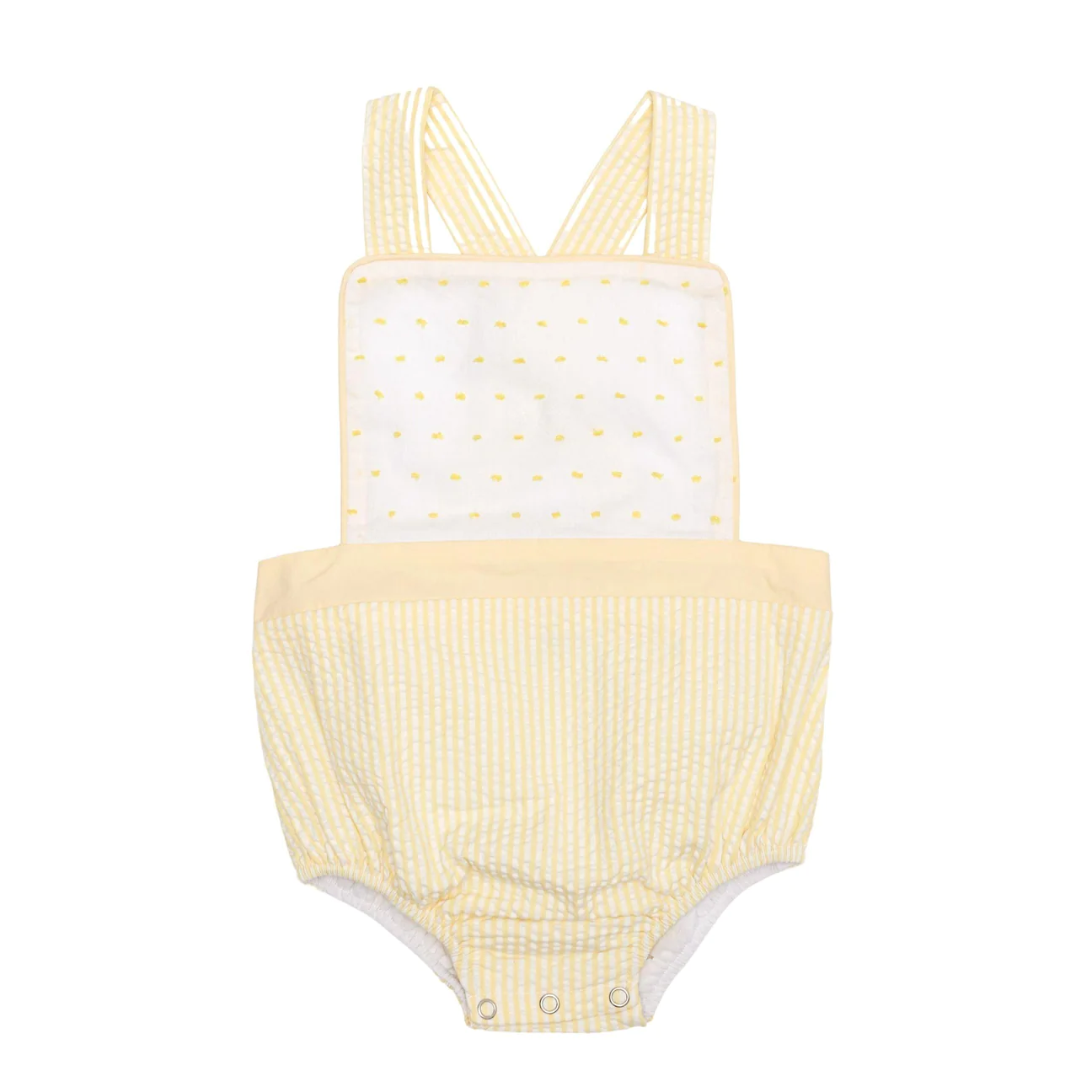 Loquat Yellow Seersucker Sunsuit